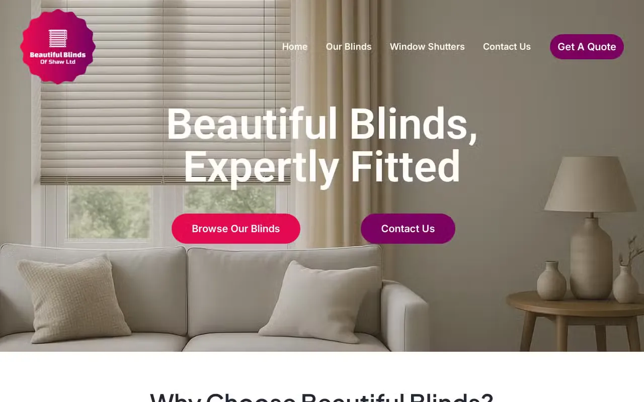 Beautiful Blinds of Shaw website preview