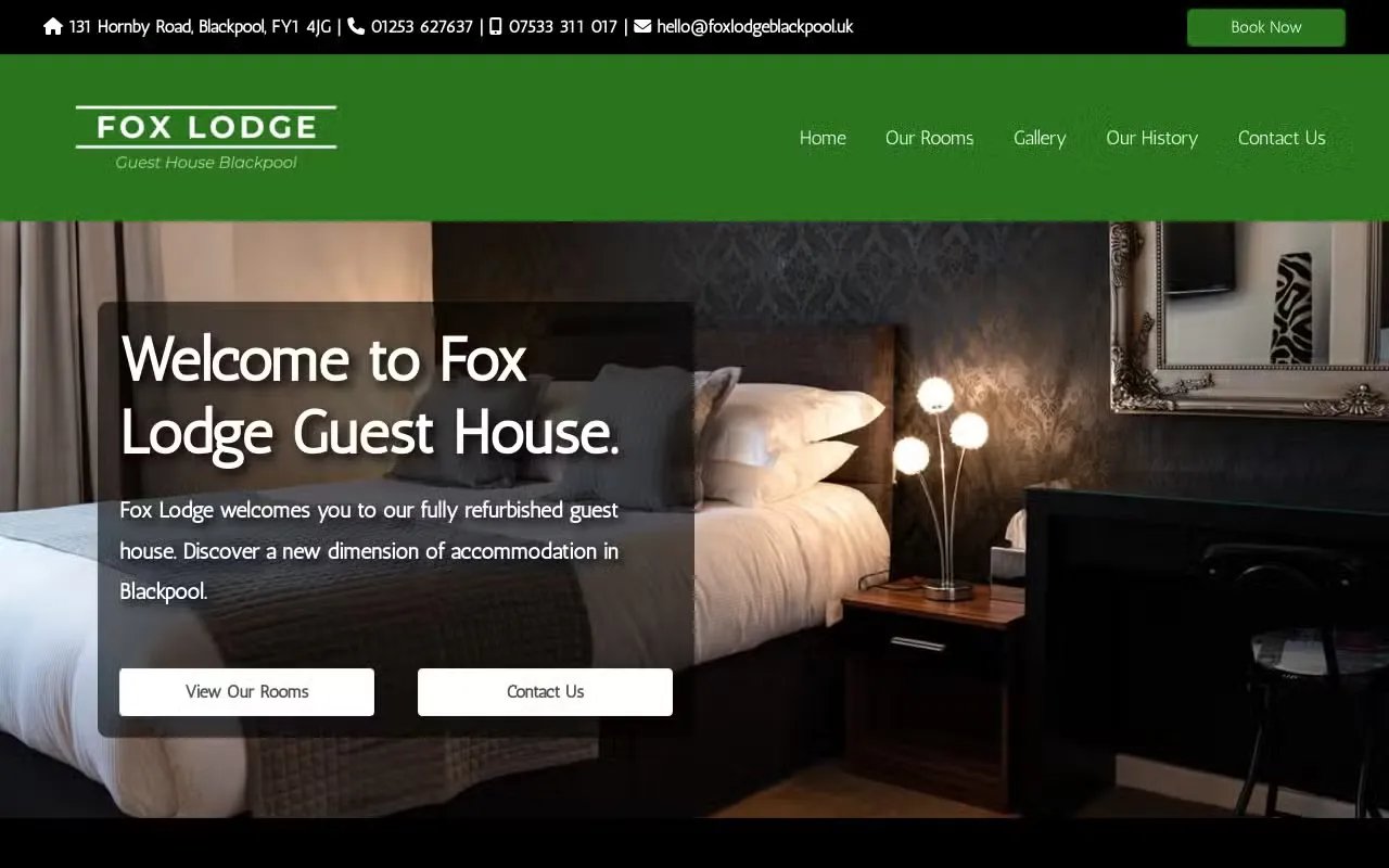 Fox Lodge Guest House Blackpool website preview