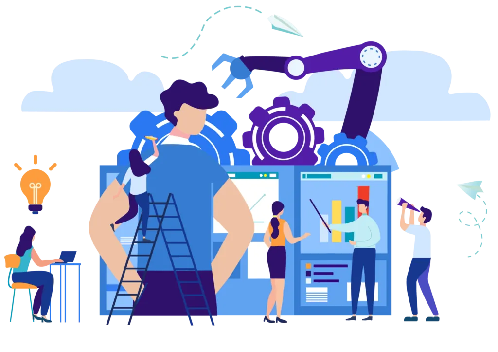 Illustration showing managed website support and cloud hosting migration