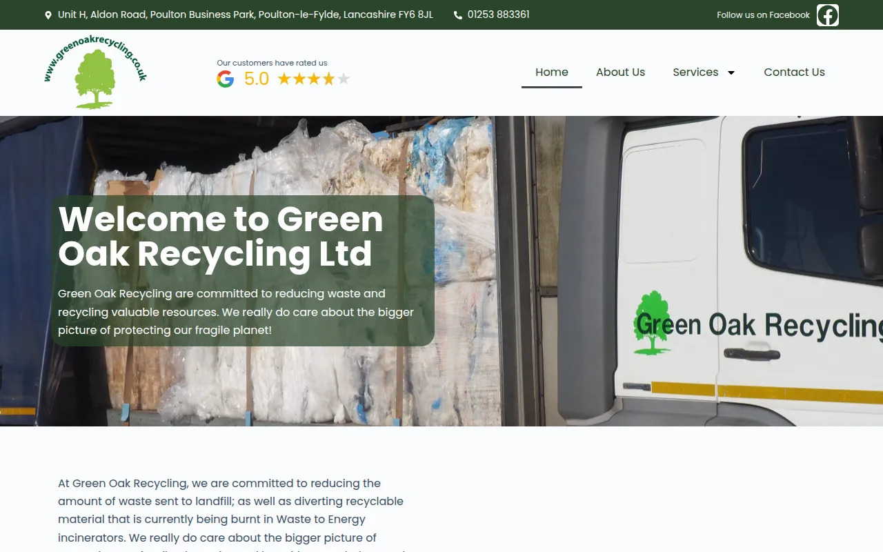 Green Oak Recycling website preview