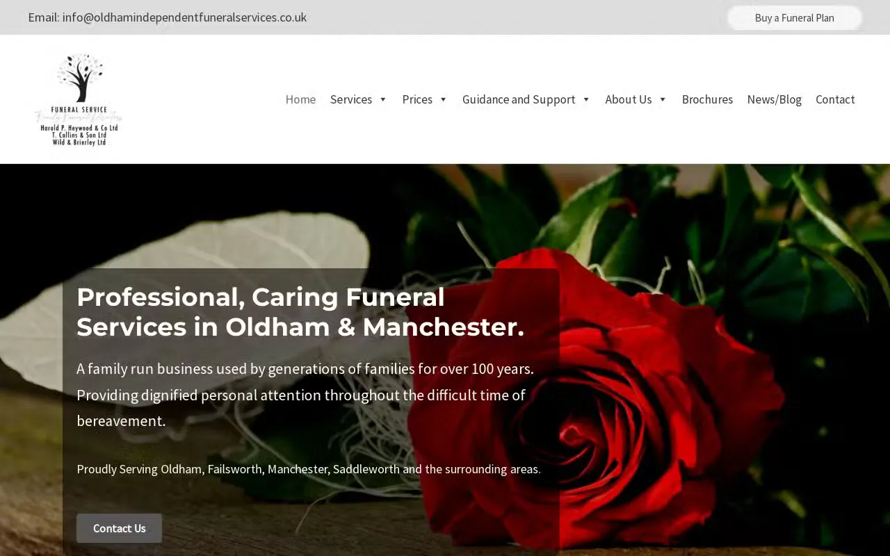 Independent Funeral Services website preview