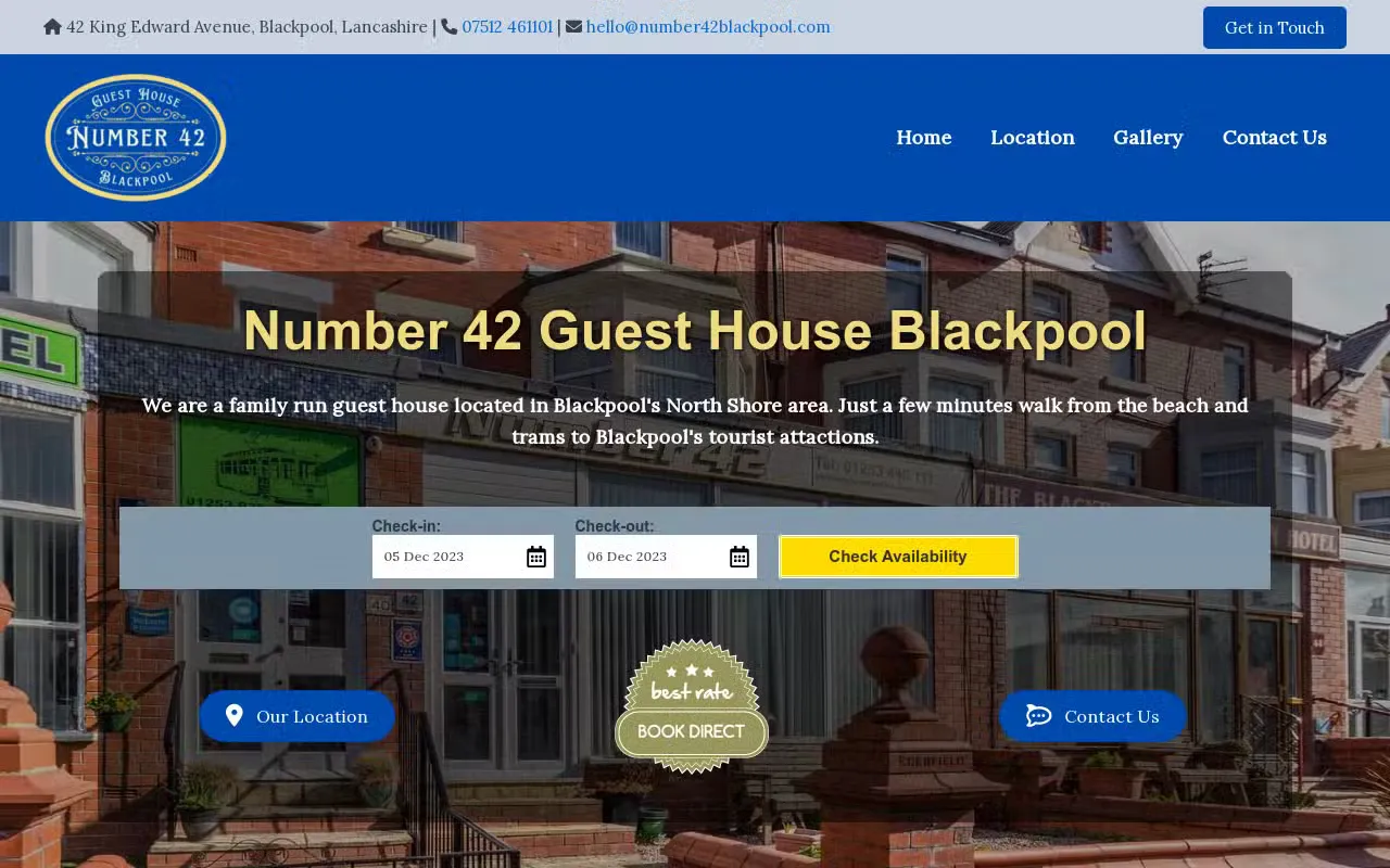 Number 42 Blackpool website preview