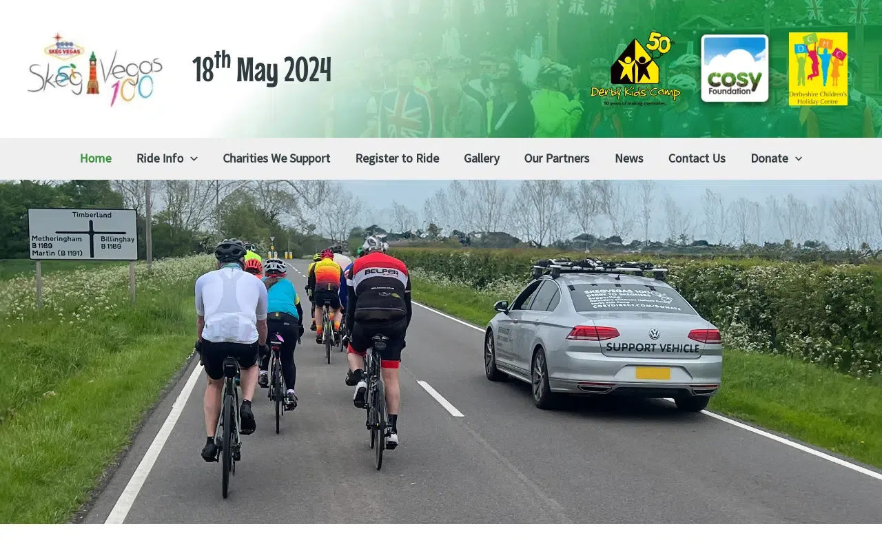 SkegVegas Charity Bike Ride website preview