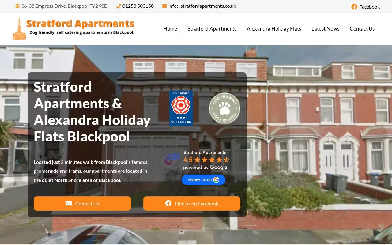 Stratford Apartments Blackpool website preview