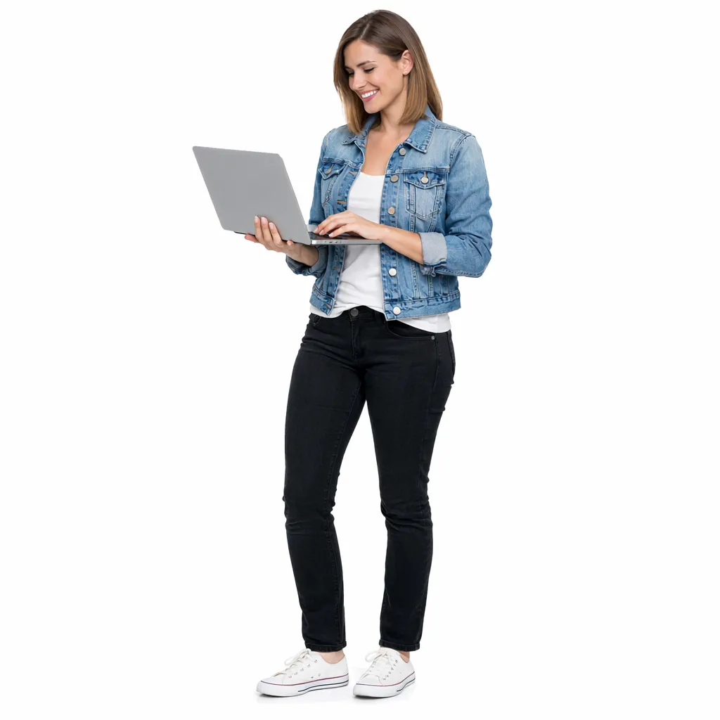 Woman working on a laptop